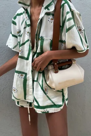 Geometric Print Two-Piece Loungewear Set