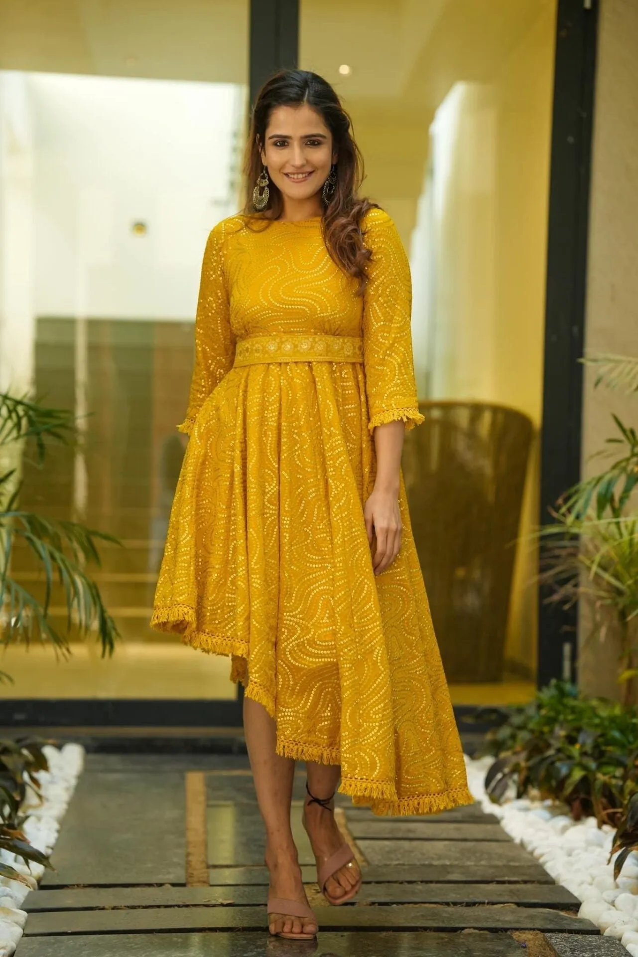 georgia yellow embroidered dress