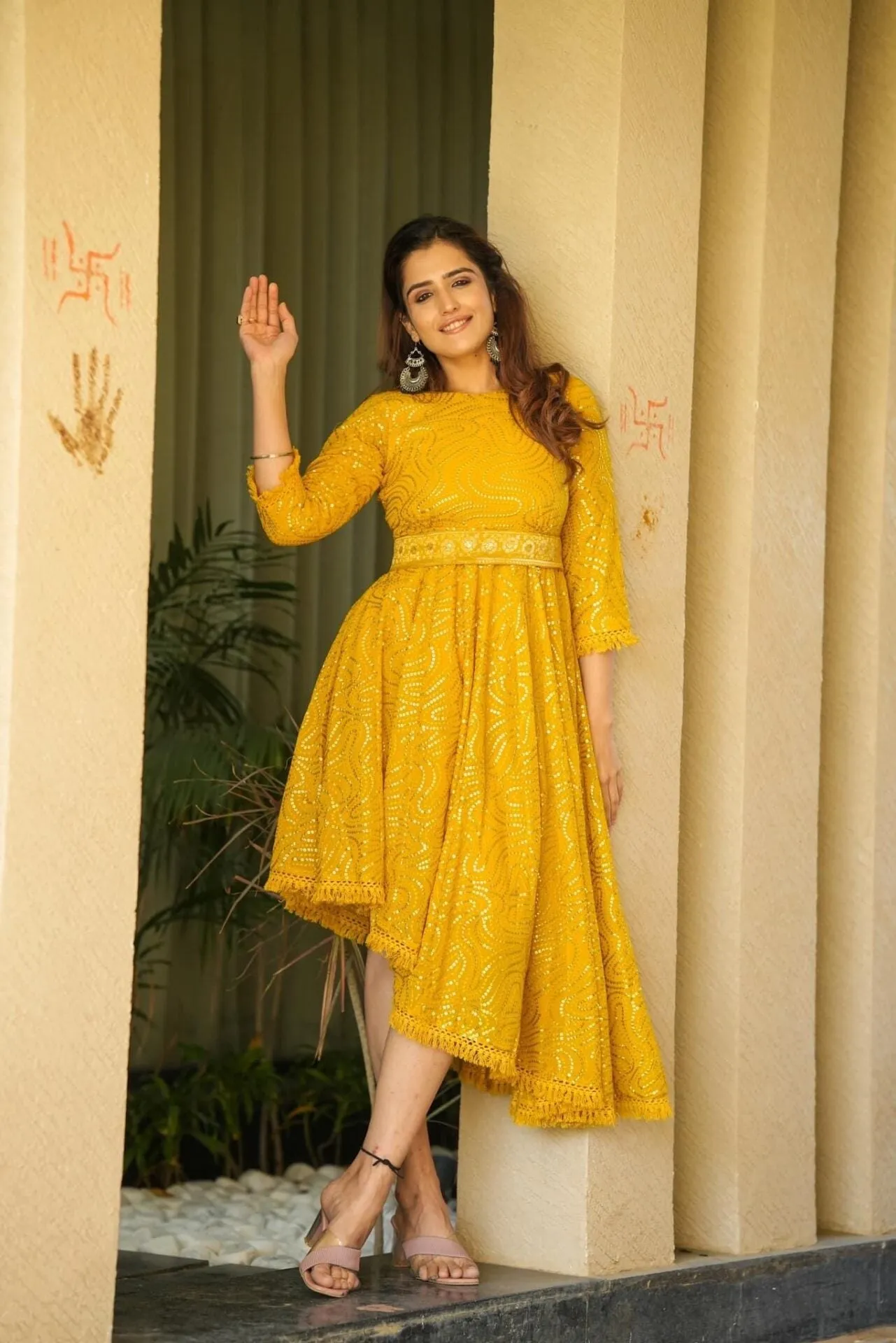 georgia yellow embroidered dress