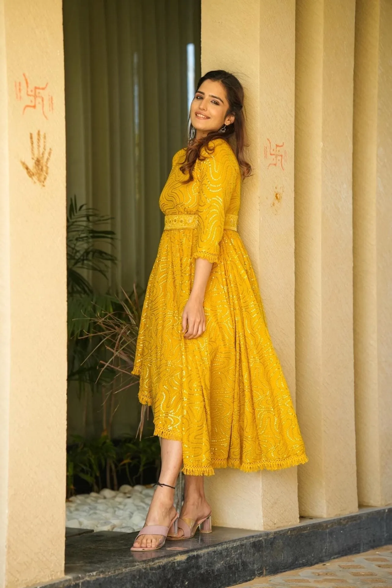 georgia yellow embroidered dress