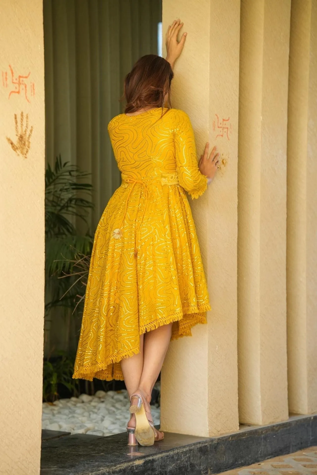 georgia yellow embroidered dress