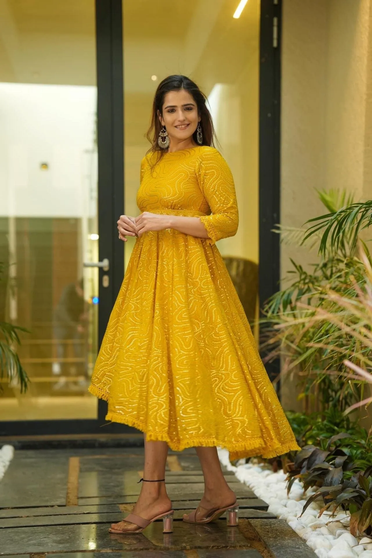 georgia yellow embroidered dress