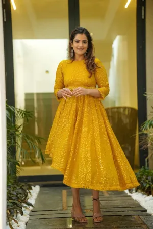 georgia yellow embroidered dress