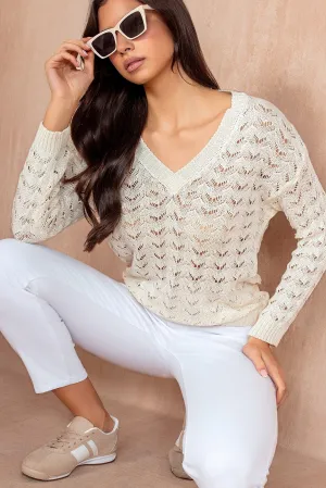 Gillian Stone Crochet Knit Jumper