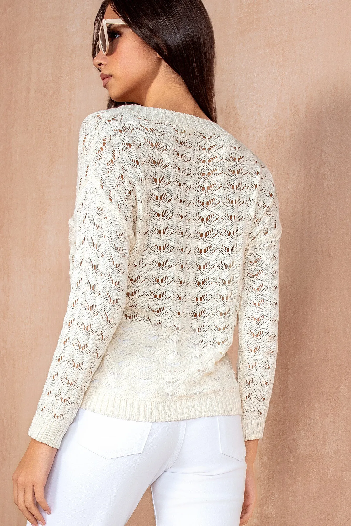 Gillian Stone Crochet Knit Jumper