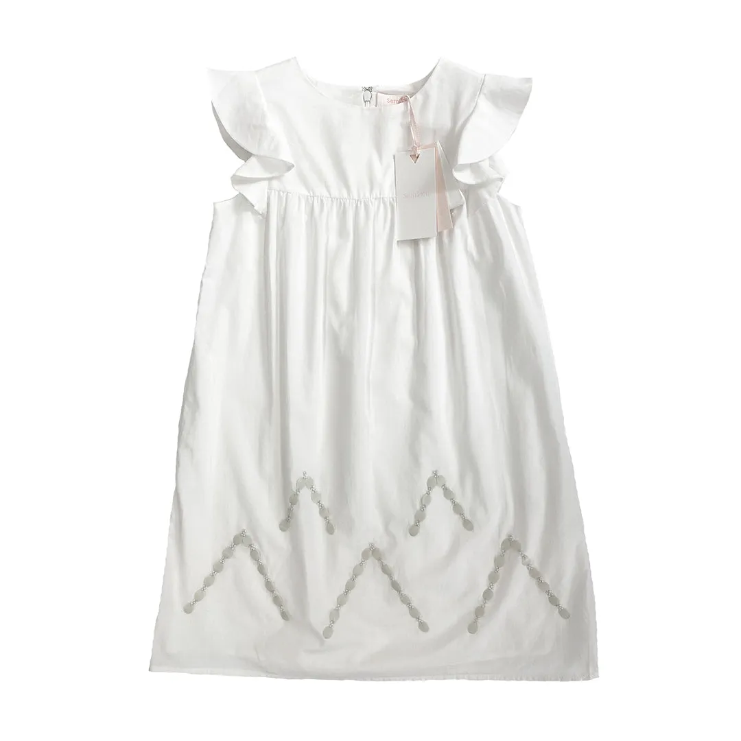 Girls Farah Embroidered Dress - White