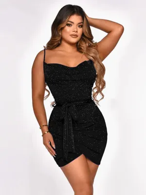 Glitter Spaghetti Strap Bodycon Mini Dress