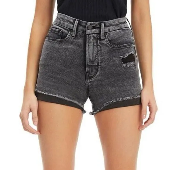 Good American Good Curve High Waist Cut Off Shorts