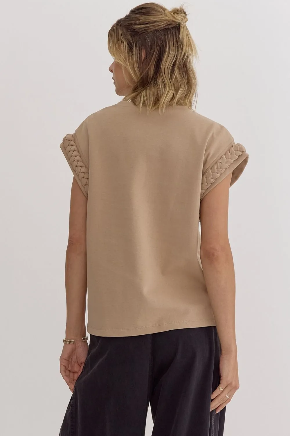 Got It Good Braided Top: Taupe