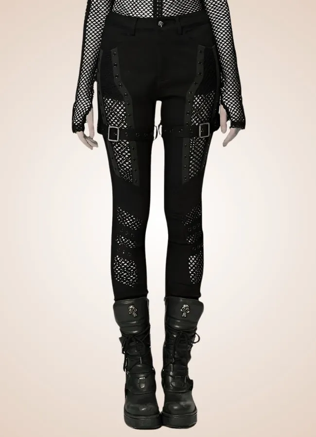 Gothic Punk Hollow Mesh Pants
