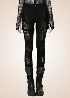 Gothic Punk Hollow Mesh Pants