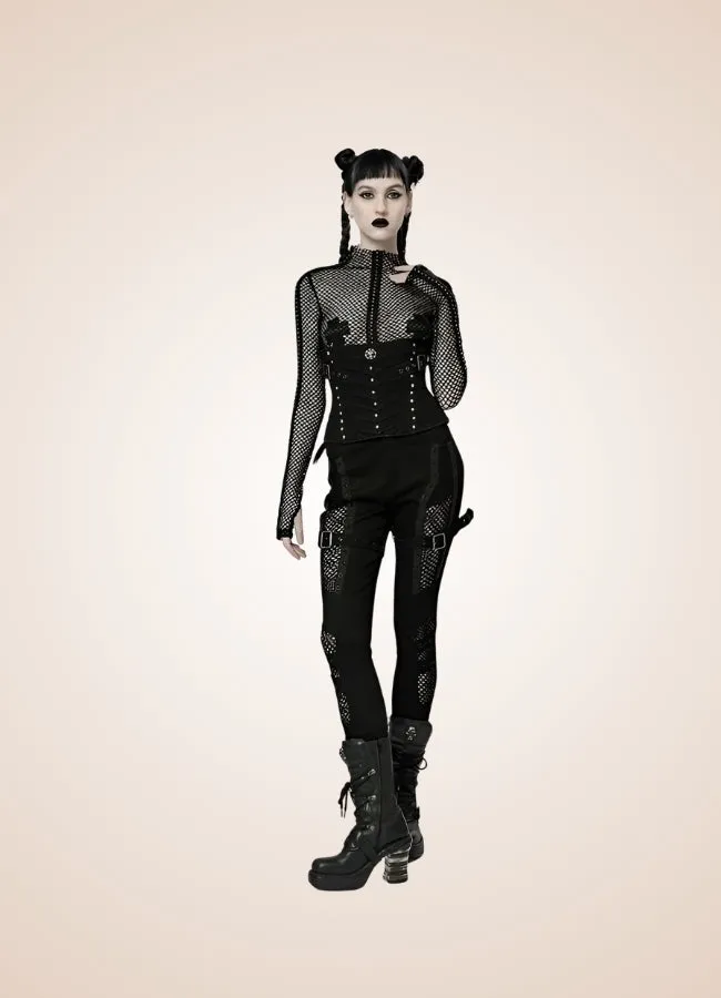 Gothic Punk Hollow Mesh Pants