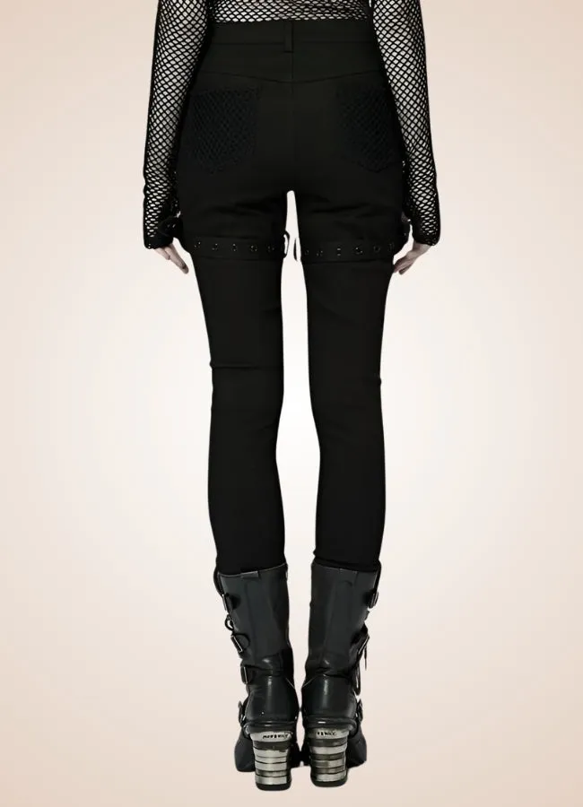 Gothic Punk Hollow Mesh Pants