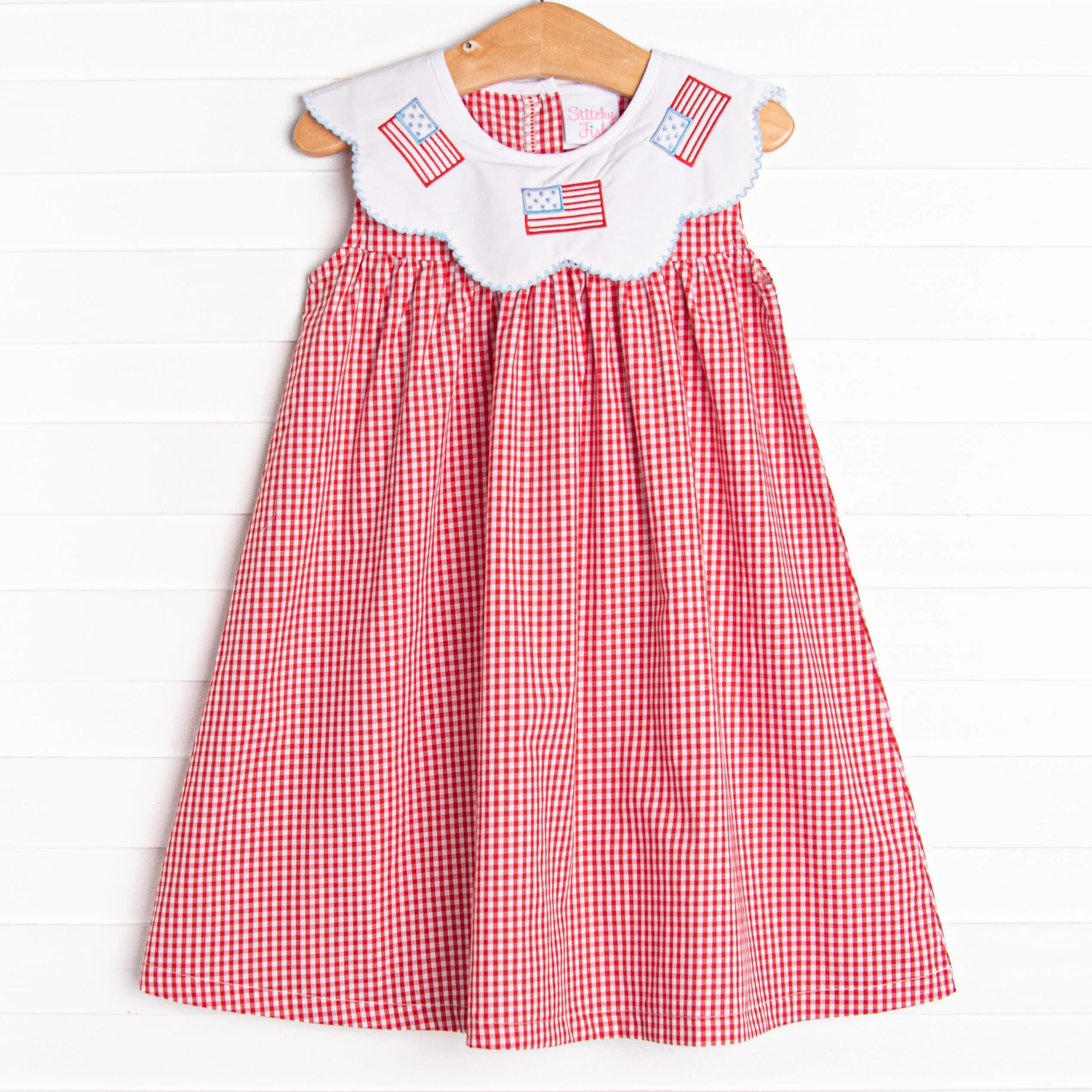 Grand Old Flag Embroidered Dress, Red