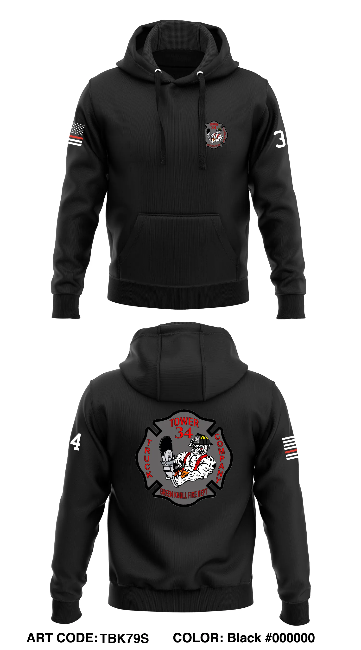 Green Knoll Fire Department Store 1  Core Men's Hooded Performance Sweatshirt - TBK79S