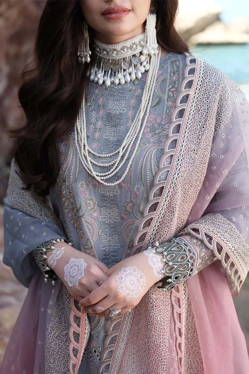 Grey Kameez Trouser Embroidered Pakistani Eid Dress