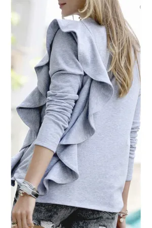 Grey Ruffle Sweatshirt