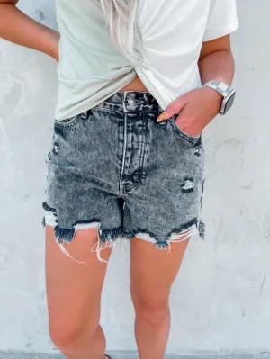 Gun Metal Denim Shorts