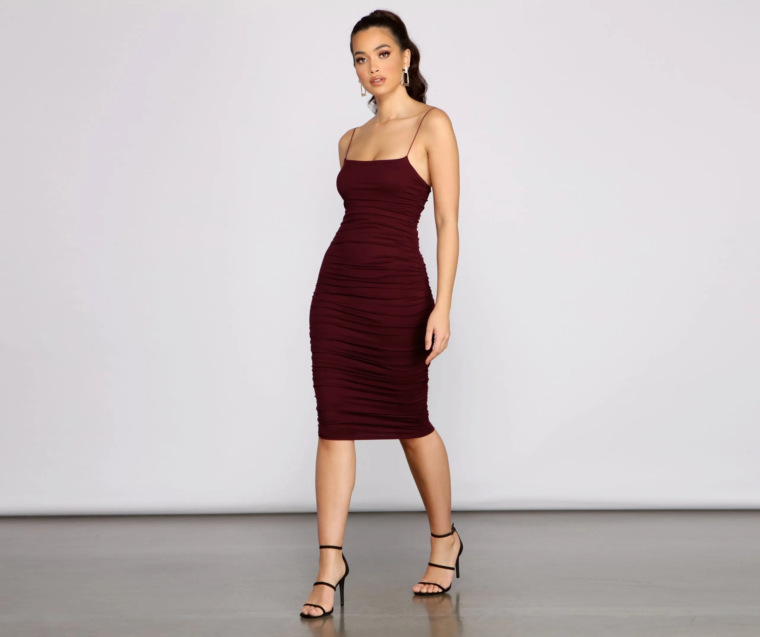 Heart Of Glam Charming Ruched Midi Dress