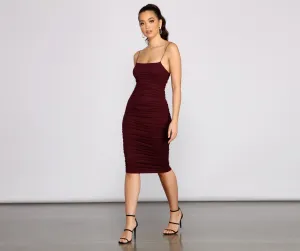 Heart Of Glam Charming Ruched Midi Dress