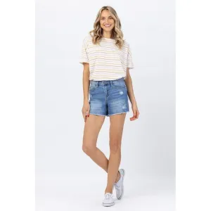 Hi waist distressed shorts