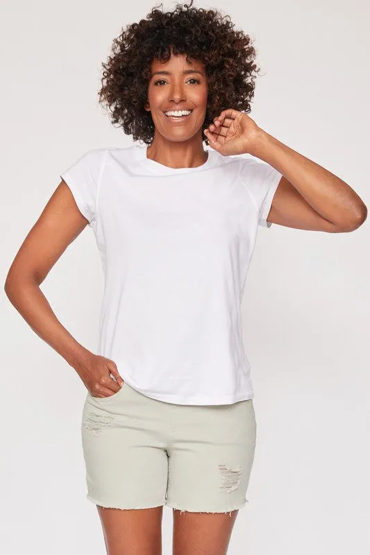 High-Rise Frayed Hem Jogger Shorts - Final Sale