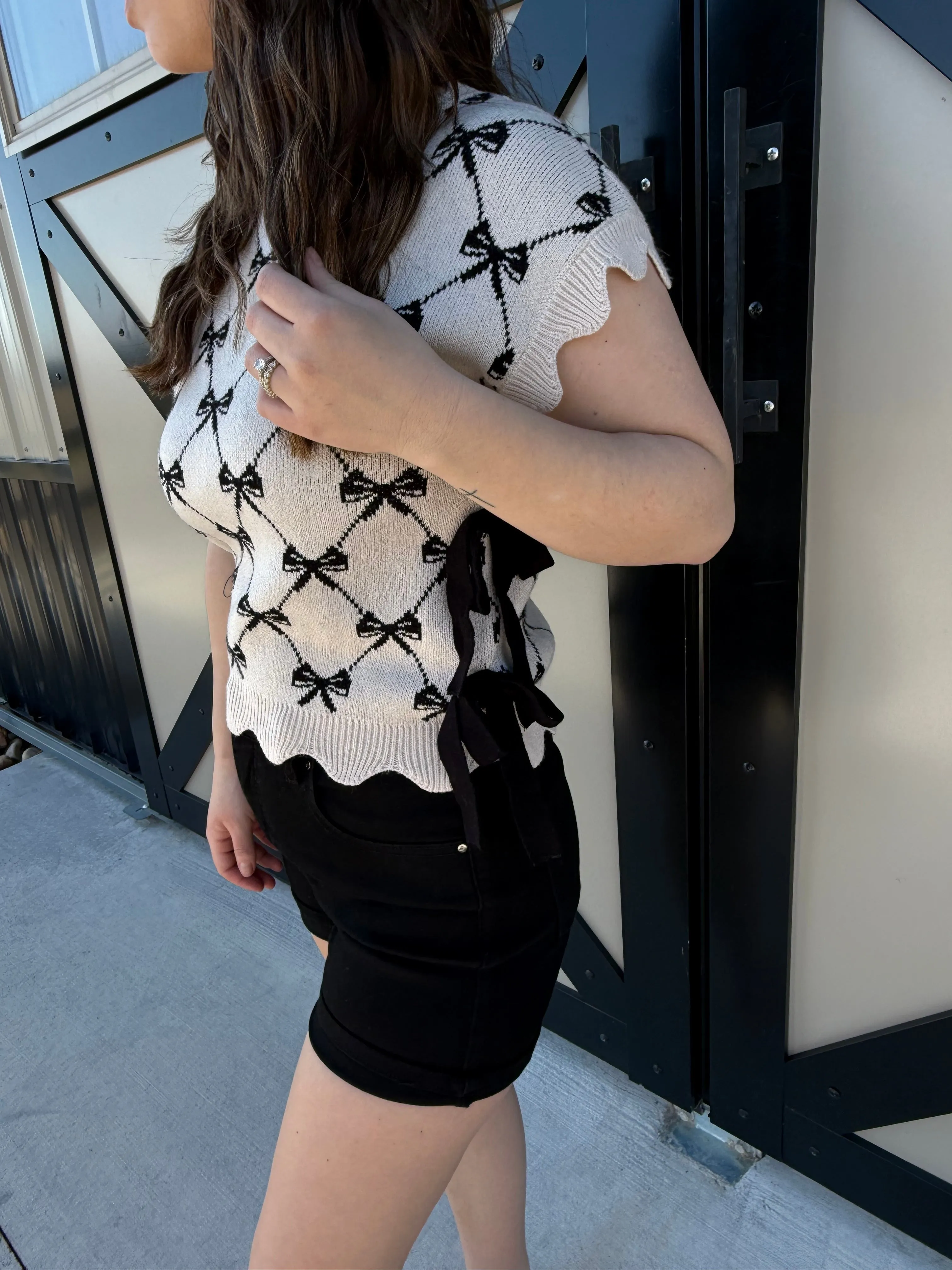 High Sprinted Denim Shorts
