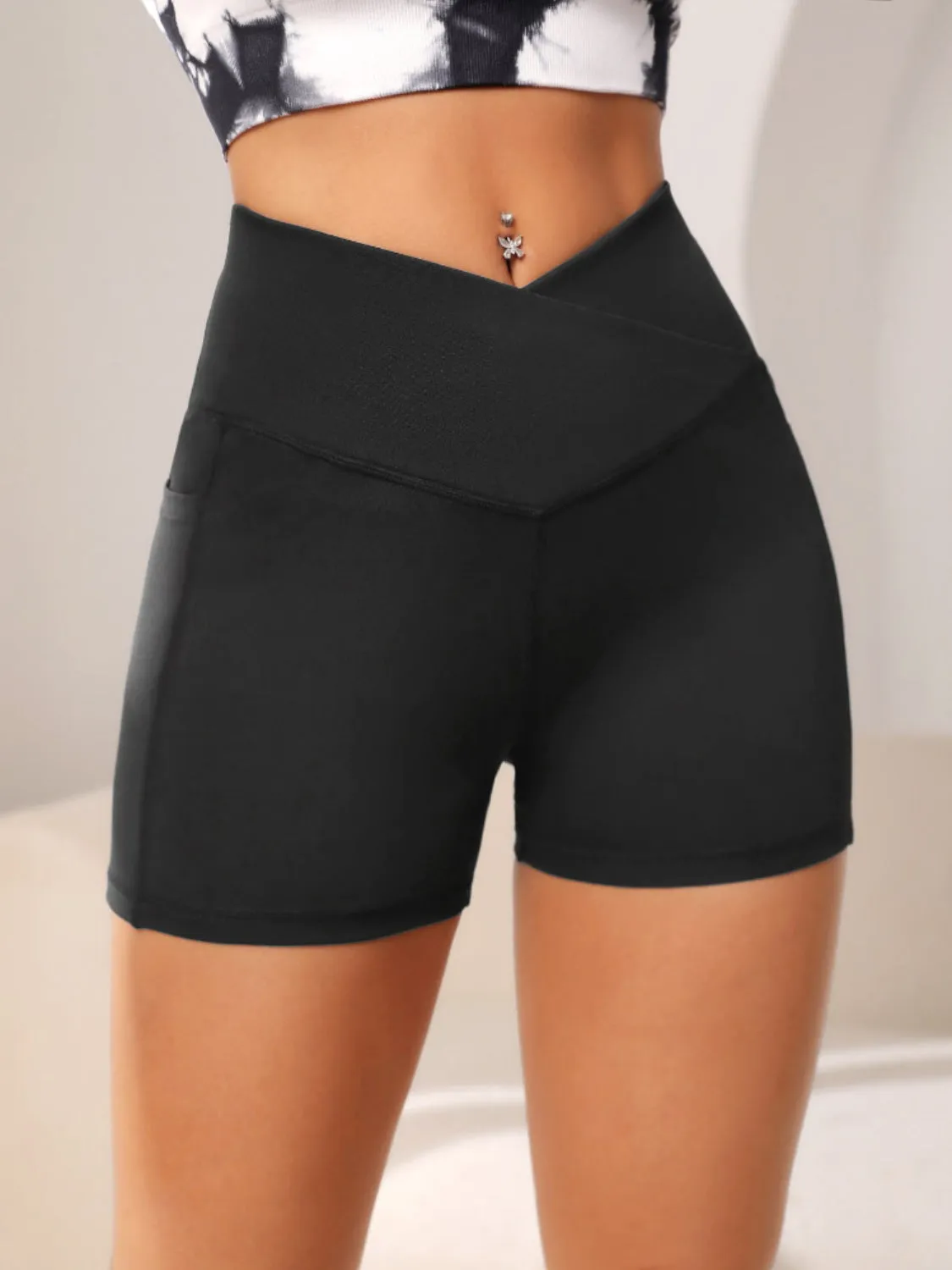 High Waist Active Shorts with Pockets
