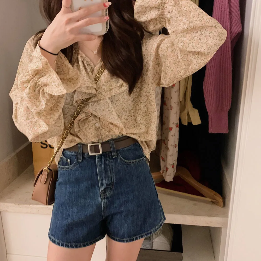 High Waist Basic Denim Shorts Jeans