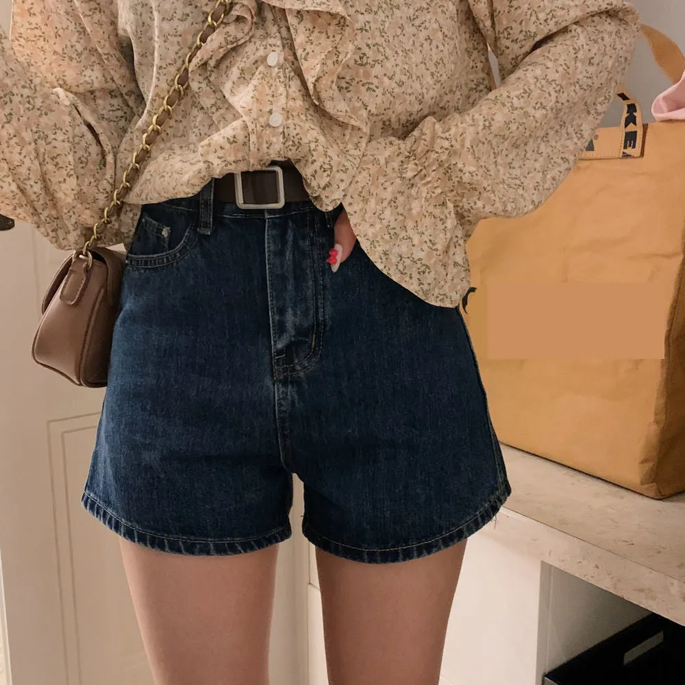 High Waist Basic Denim Shorts Jeans