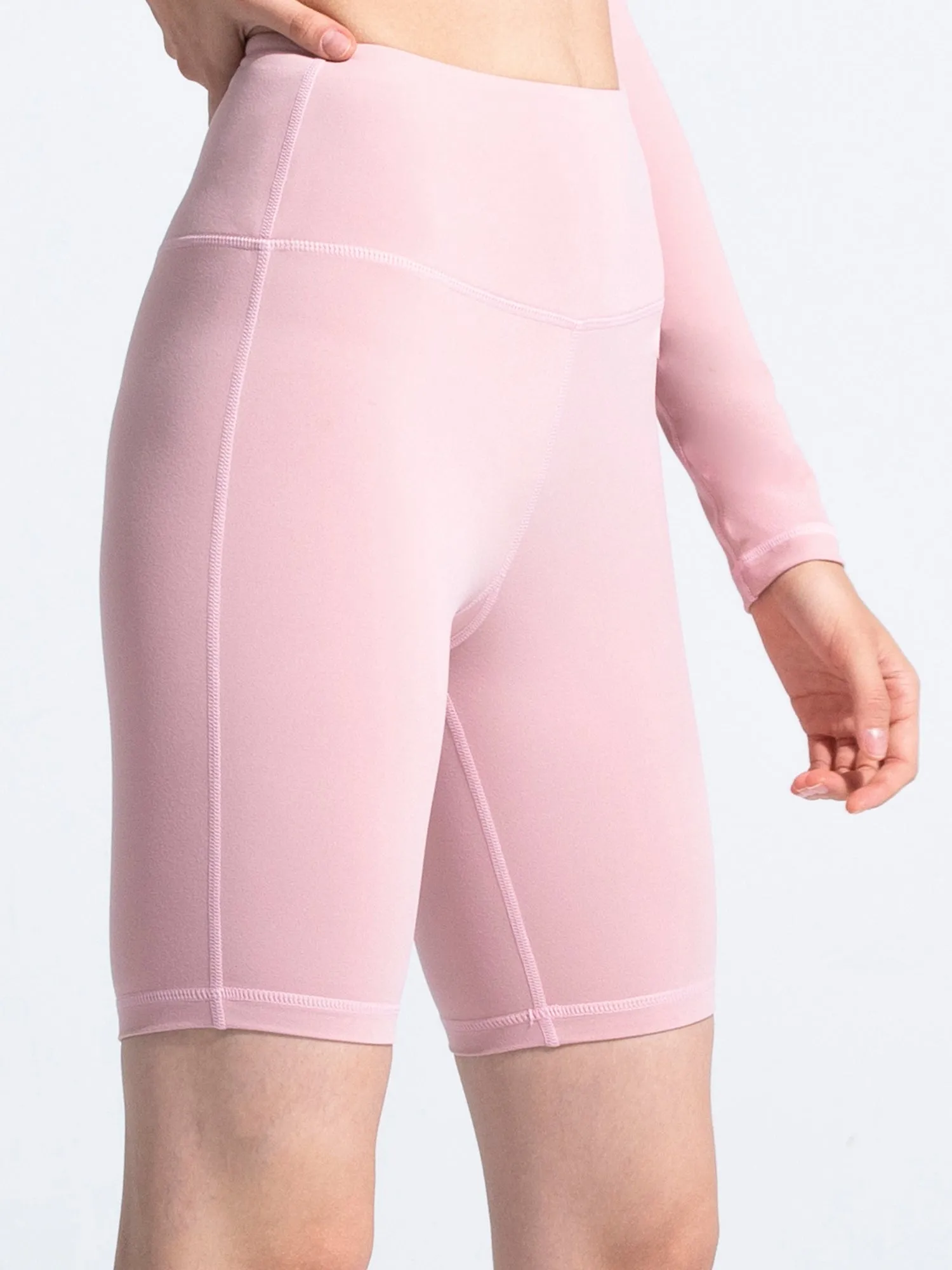 HIGH WAIST BIKER SHORTS, BLUSH
