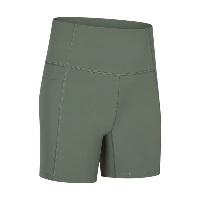 High Waist Biker Shorts with Side Pockets
