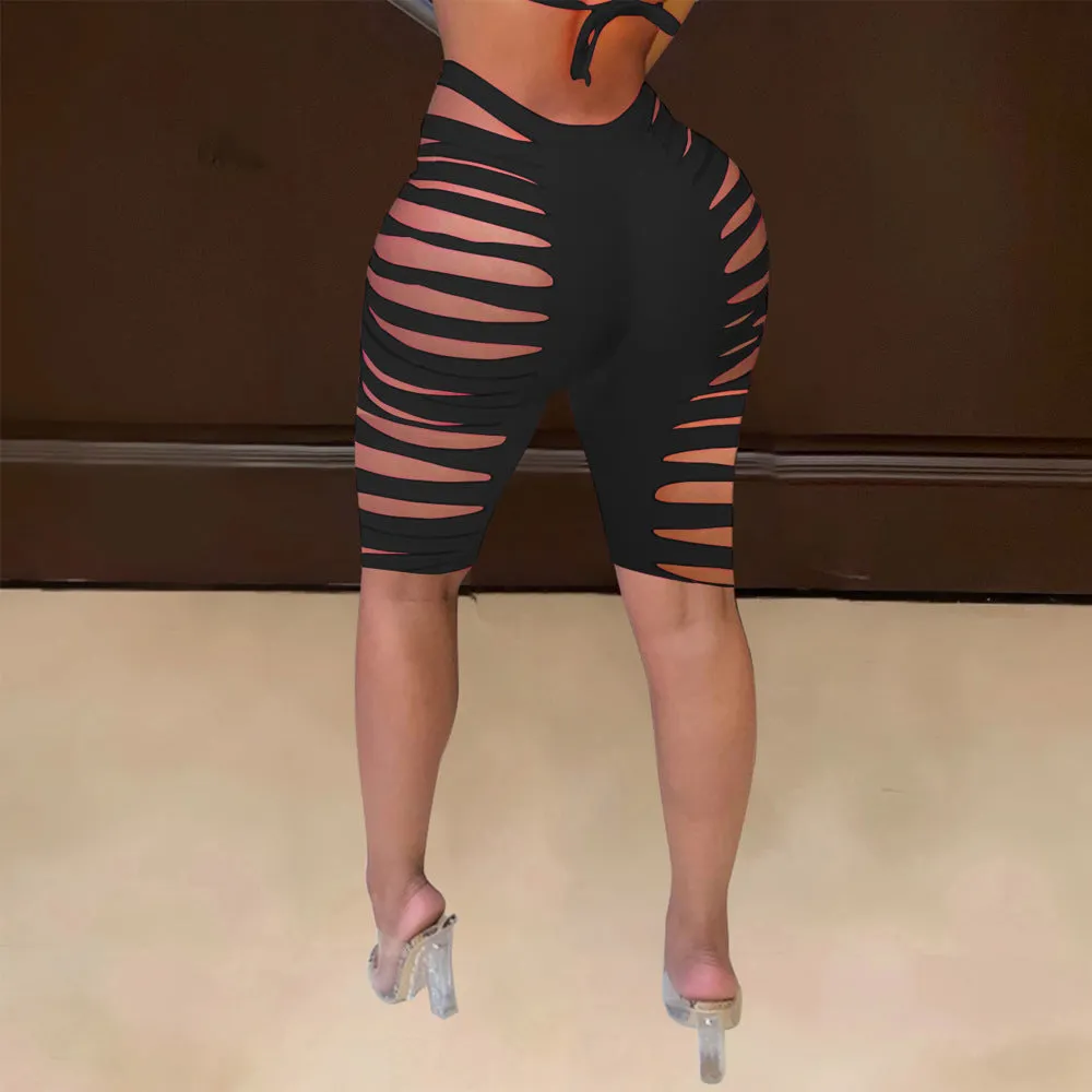 High Waist Cutout Slim Shorts