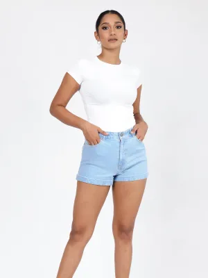 High Waist  Denim Butt Short