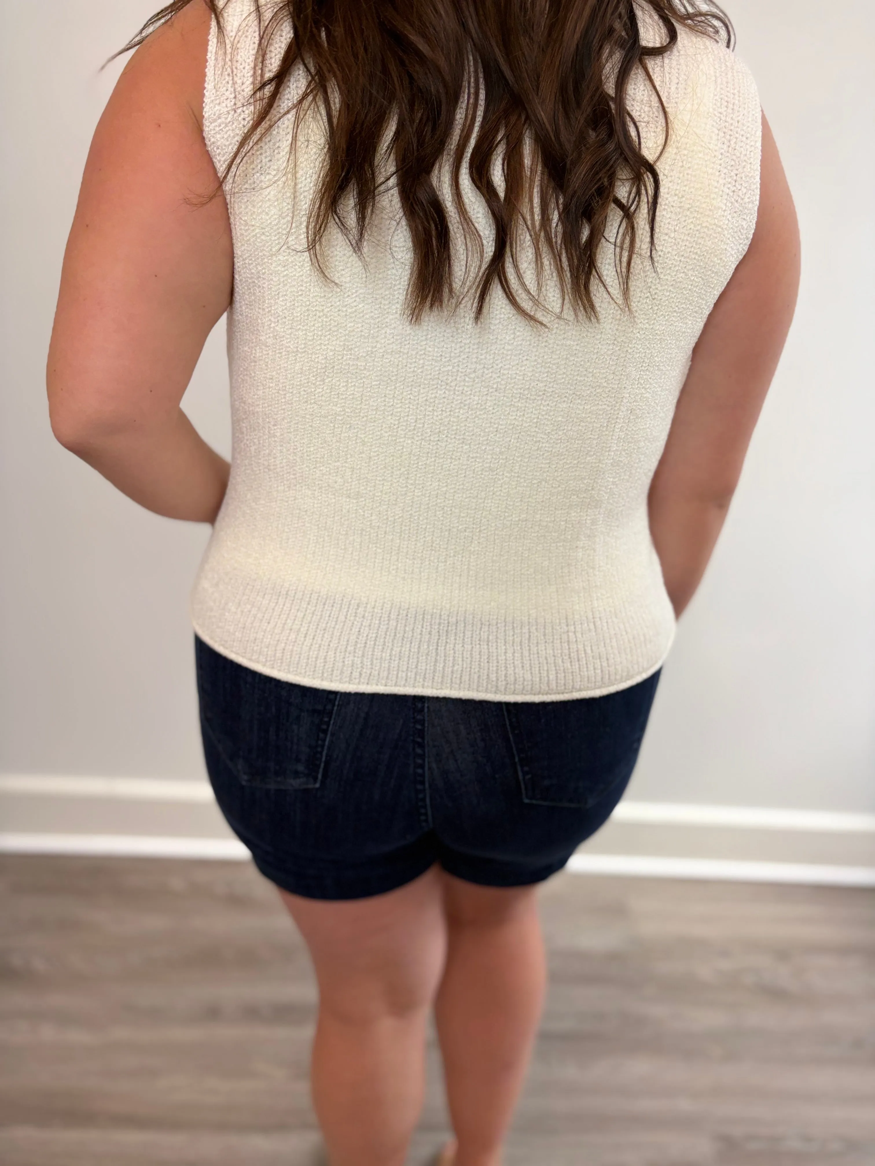 High Waist Denim Trouser Short