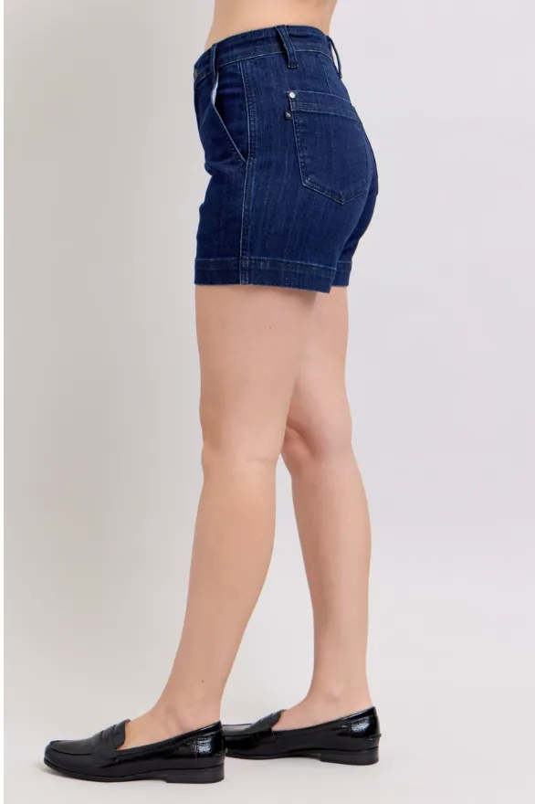 High Waist Denim Trouser Short