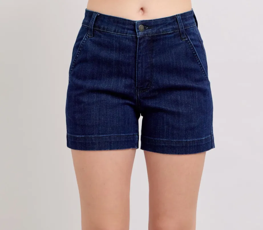 High Waist Denim Trouser Short