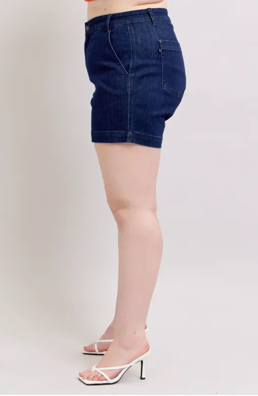 High Waist Denim Trouser Short