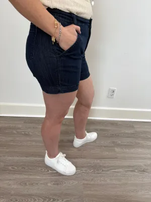 High Waist Denim Trouser Short