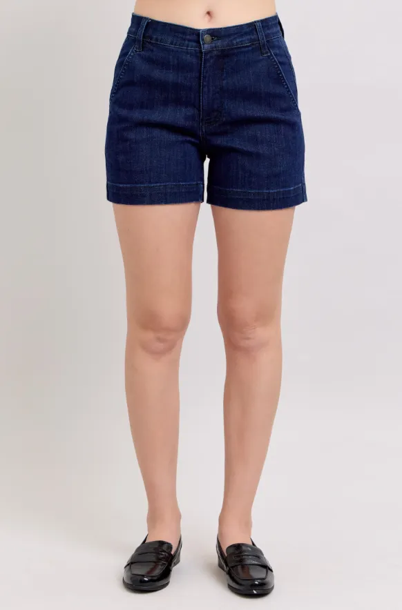 High Waist Denim Trouser Short