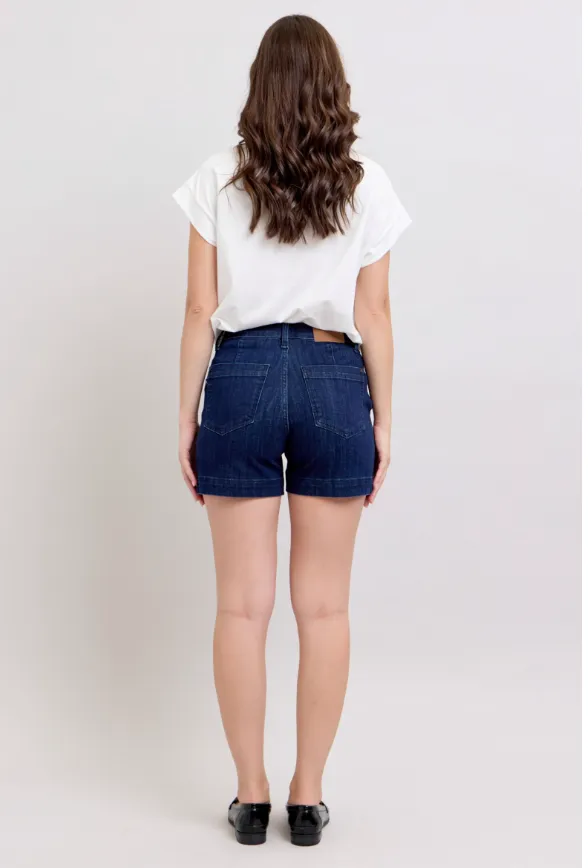 High Waist Denim Trouser Short