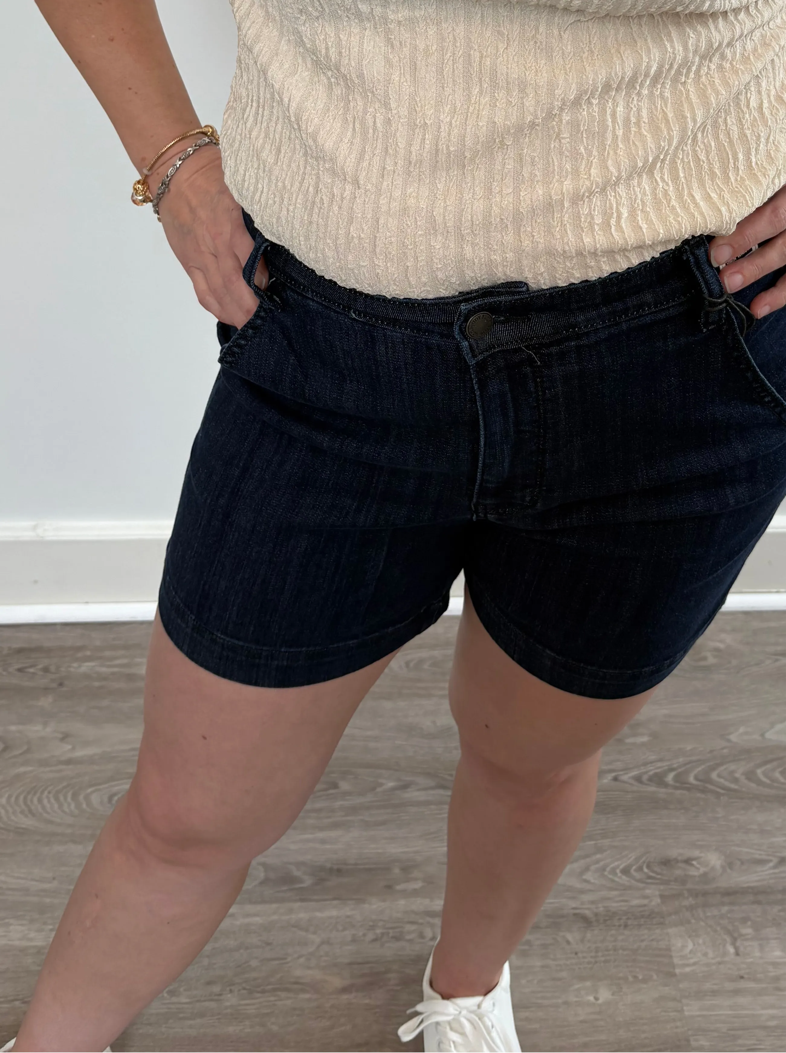 High Waist Denim Trouser Short
