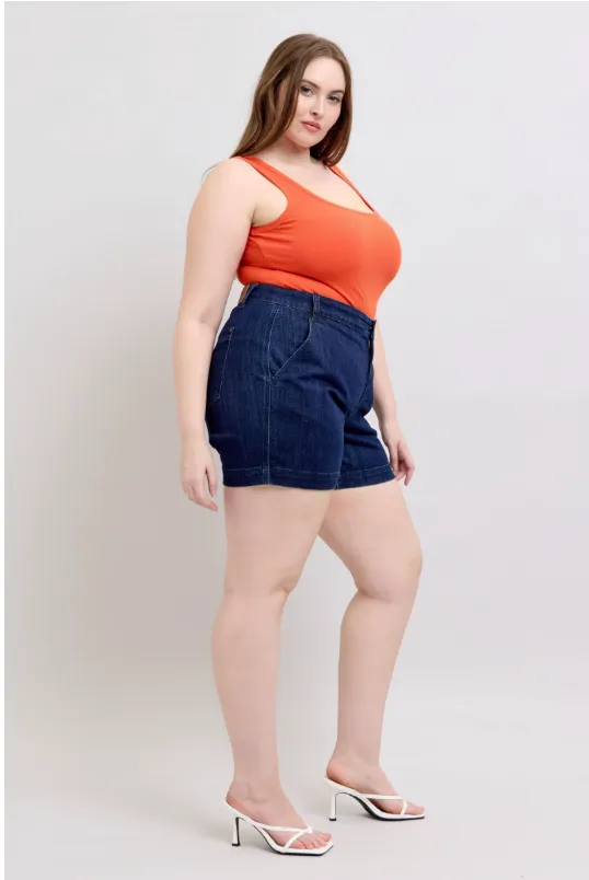 High Waist Denim Trouser Short