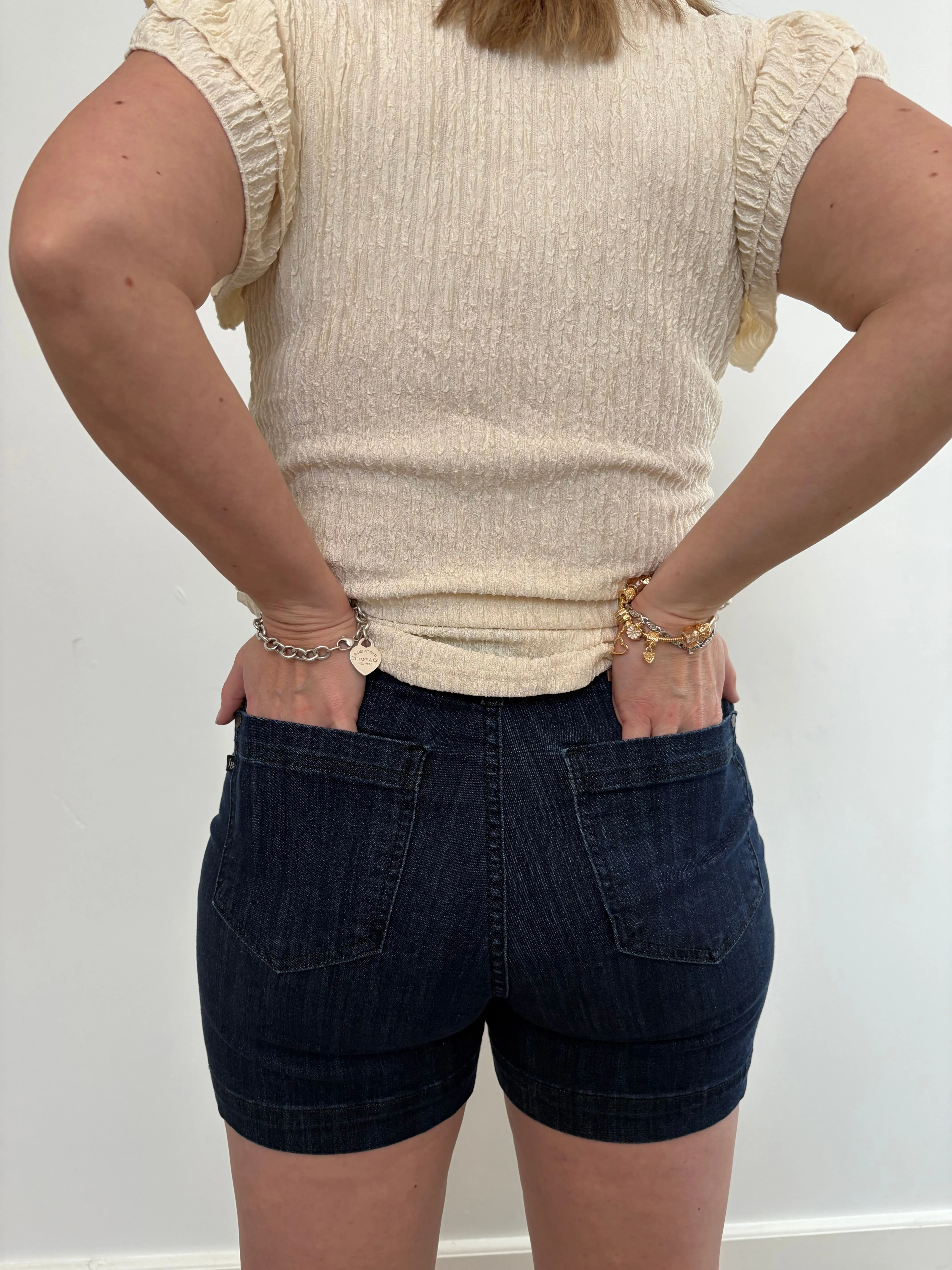 High Waist Denim Trouser Short