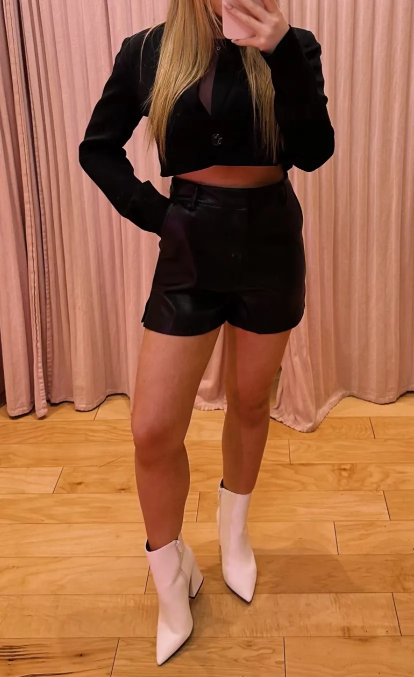 High Waist Leather Shorts