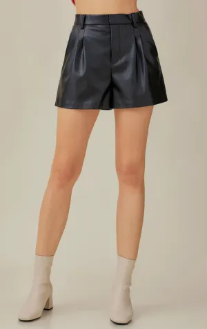 High Waist Leather Shorts
