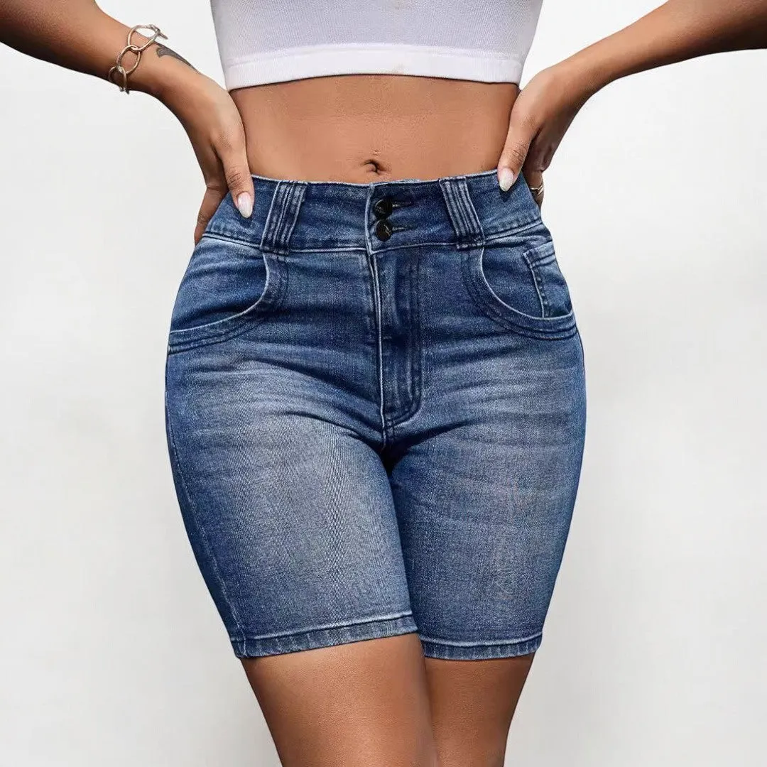 High Waist Slim Fit Casual Denim Shorts