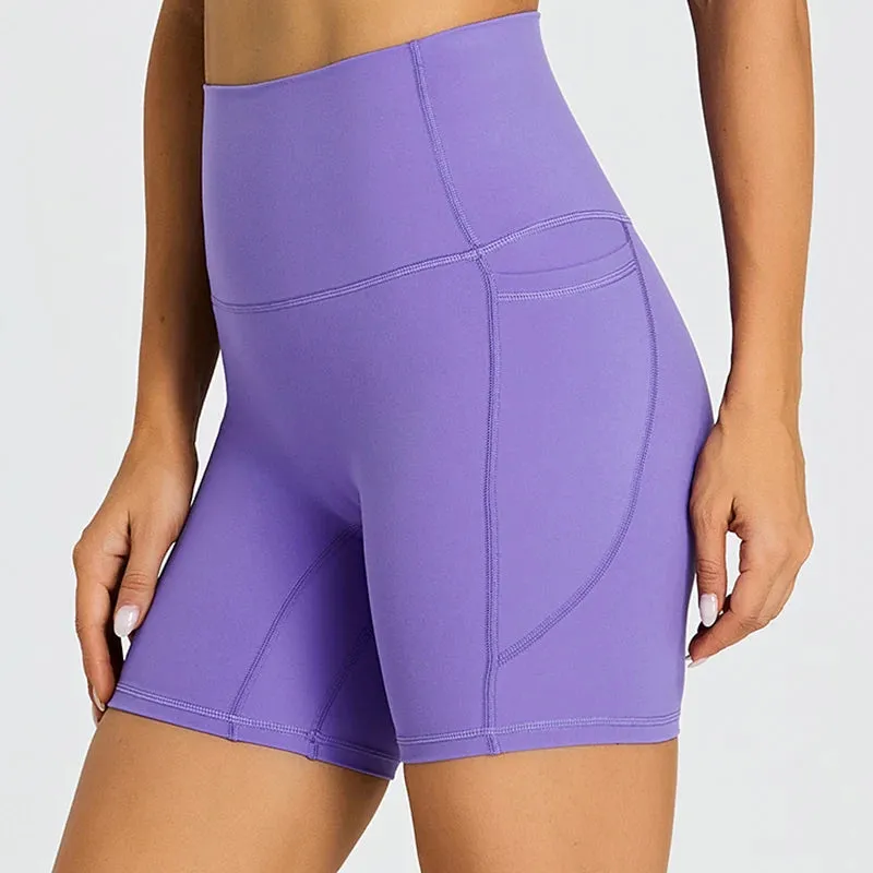 High Waist Yoga Shorts for Women - Tummy Control Fitness Athletic Running Shorts