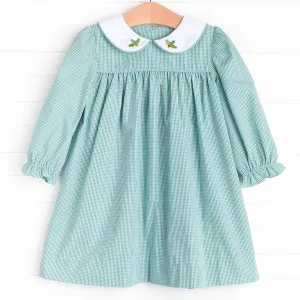 Holly Jolly Embroidered Dress, Green