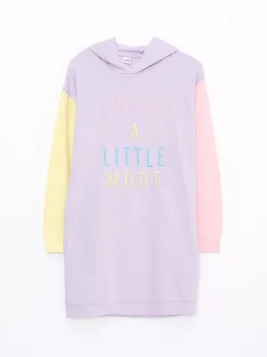 Hooded Embroidered Long Sleeve Girls Dress